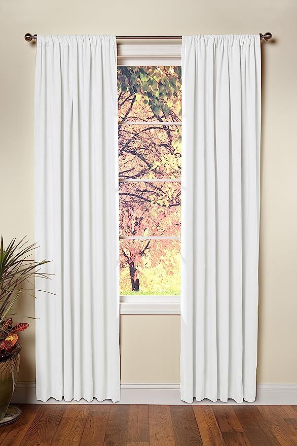 Cotton Craft - Set of 2 - 100% Pure Cotton Duck Reverse Tab Top Window Panels - 50x84 White - Classi | Amazon (US)