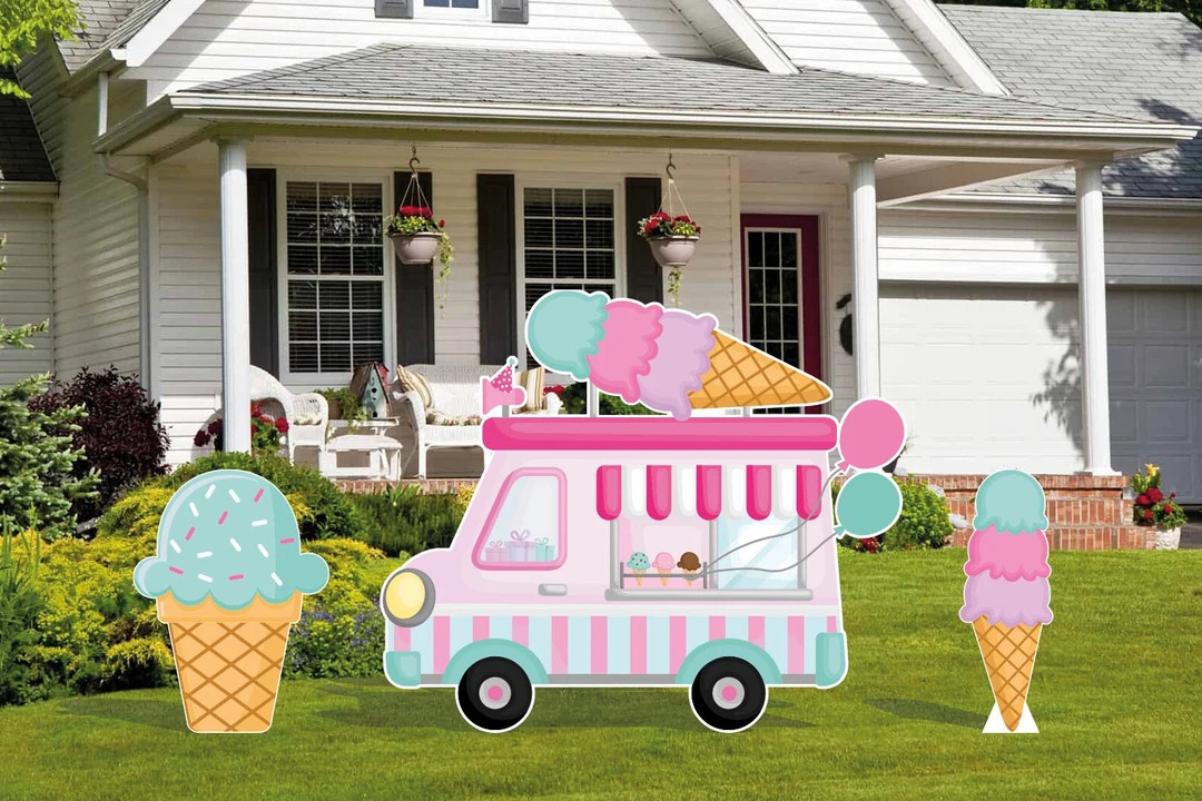 Ice cream Birthday cutouts and yard signs | Etsy (US)