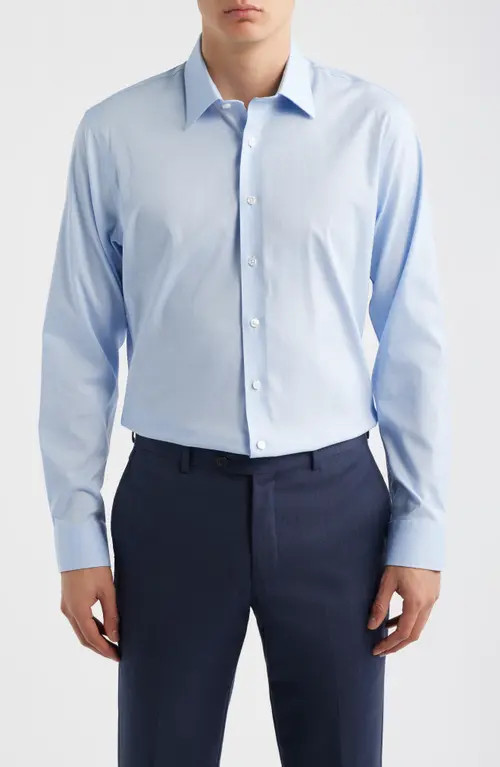 Nordstrom Trim Fit Premium Performance Dress Shirt in Blue Dark Riverton Dobby at Nordstrom, Size 15.5 - 32 | Nordstrom
