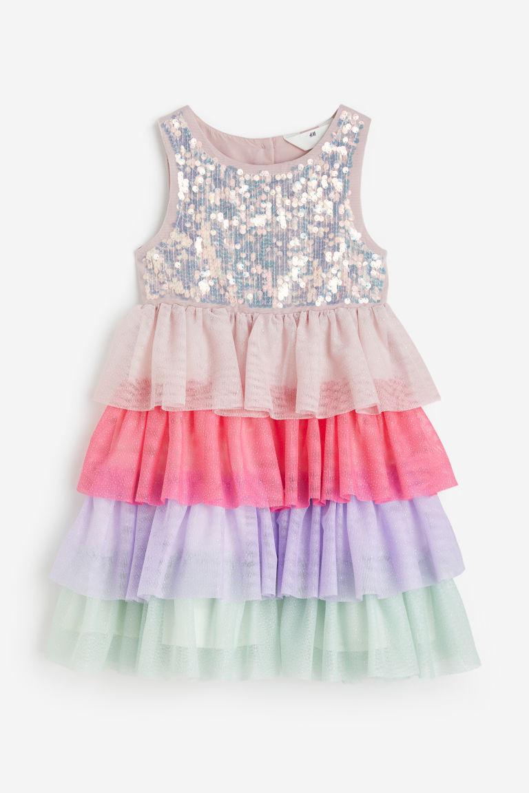 H & M - Sequined Tulle Dress - Pink | H&M (US + CA)