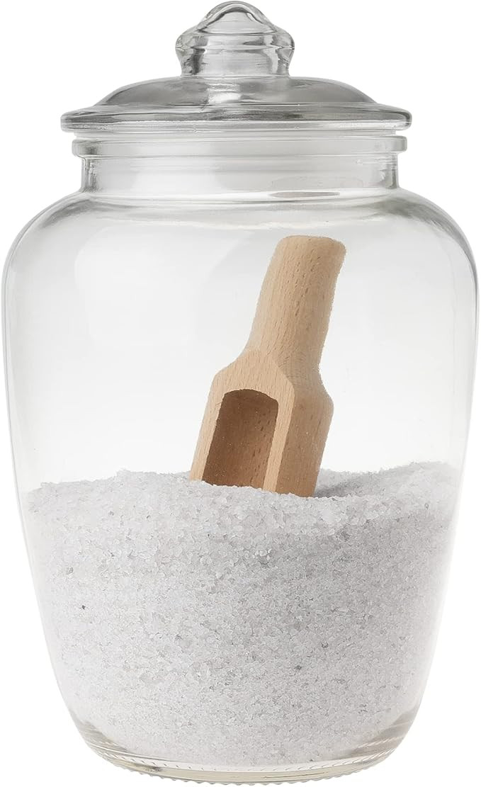 Glass Bath Salt Jar with Wooden Scoop for Bath Salt, Bath Salt Container With Airtight Lid Holds ... | Amazon (US)