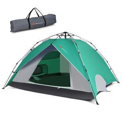 Costway 4 Person Instant Pop-up Camping Tent 2-in-1 Double-Layer Waterproof Tent Green | Target