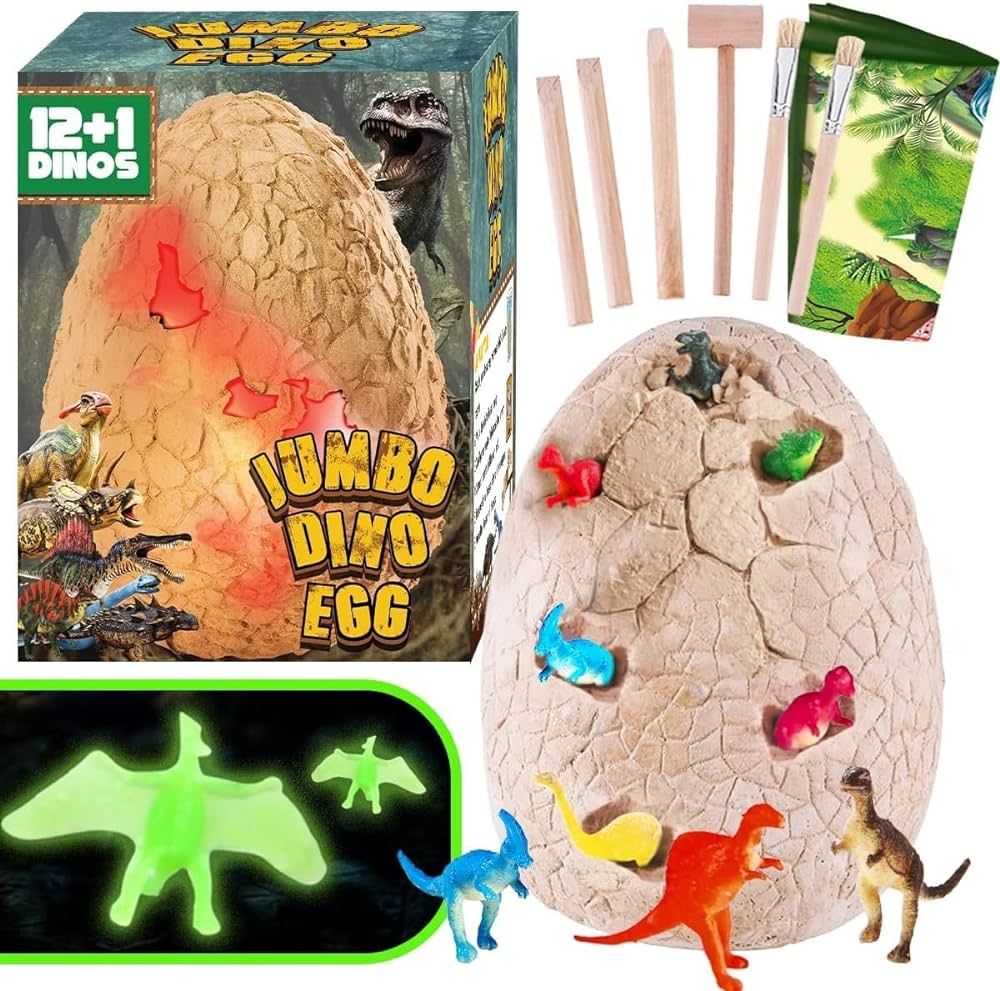 Jumbo Dinosaur Egg Toys for Kids - Dinosaur Toys STEM Toy Night Light Dinosaur Figures Kids Gift ... | Amazon (US)