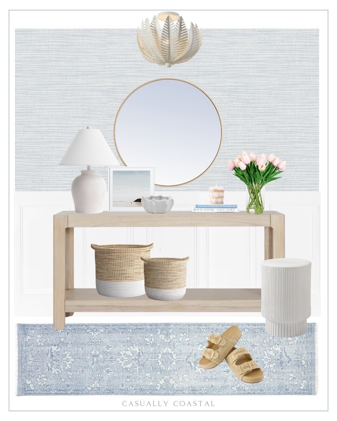 Spring Entryway

Coastal entryway, spring home decor, coastal home, coastal decor, coastal rug, entryway rug, spring flowers, coastal lamp, coastal mirror, coastal wallpaper, coastal baskets, Serena & lily hand knotted rug, blue and white rug, runner rug, modern farmhouse console table, entryway console table, seagrass two toned storage baskets, fluted ceramic side table, coastal side table, coastal ceiling mount, ceramic table lamp, white lamp, pottery barn mirror, brass round mirror, Etsy wall art, coastal wall art, framed beach photography print, coastal candle, seagrass candle, ceramic bowl vase, spring tulips, pink tulips, wayfair wallpaper, coastal wallpaper, blue wallpaper, coastal books, decor books, spring sandals 

#LTKHome