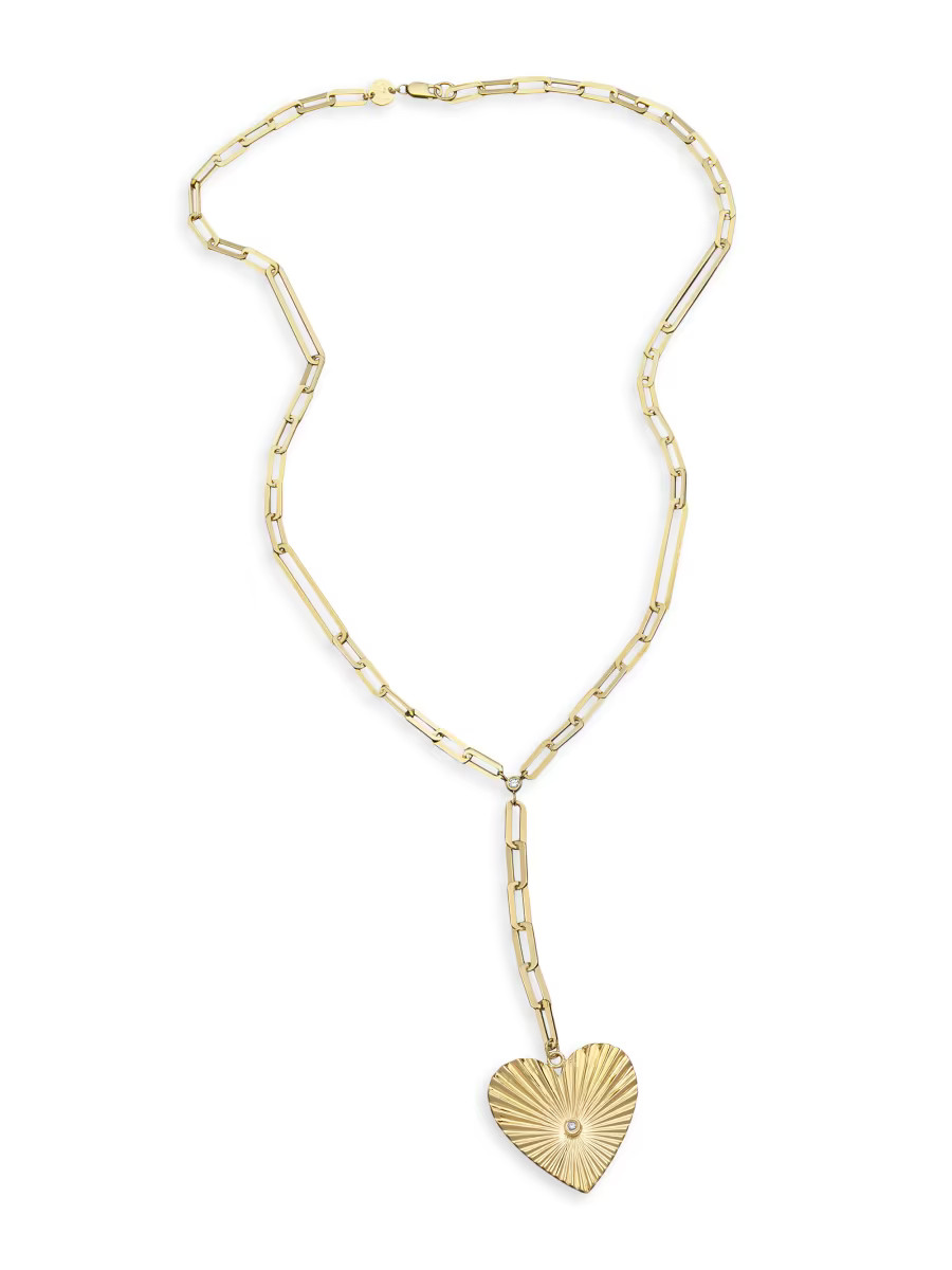 Sheldon 18K-Yellow-Gold Vermeil & 0.15 TCW Diamond Lariat Necklace | Saks Fifth Avenue