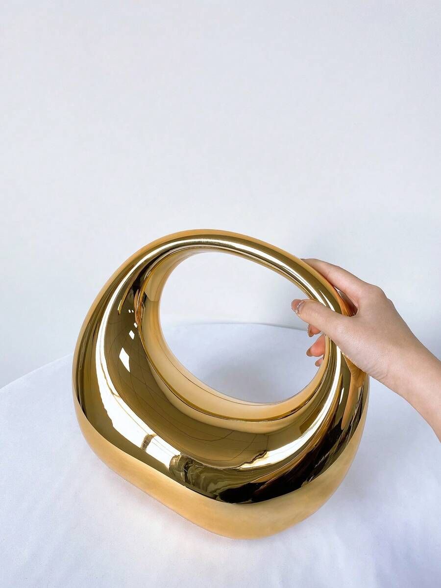 Fashionable Mirror Acrylic Circle Shaped Handbag | SHEIN