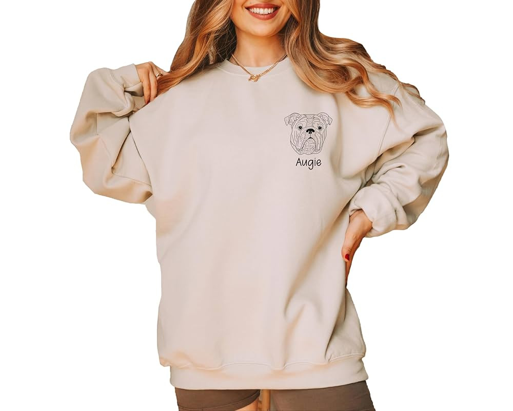 Up2ournecksinfabric Custom Dog Mom Sweatshirt - Women's Paw Sweatshirt - Dog Portrait - Gift for ... | Amazon (US)