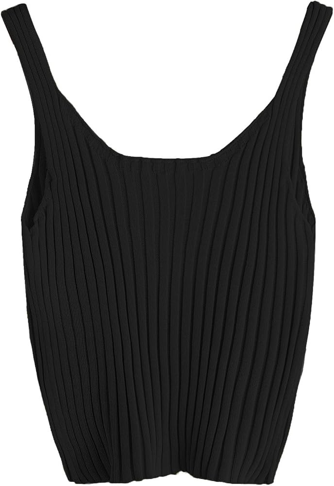 SweatyRocks Women's Ribbed Knit Crop Tank Top Spaghetti Strap Camisole Vest Tops | Amazon (US)