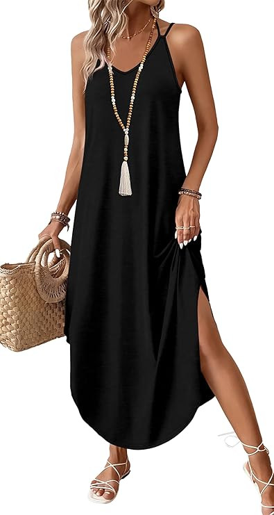 Summer Dresses for Women 2026 Maxi Dress Boho Halter Dress Sundresses Beach Vacation Clothes Trav... | Amazon (US)