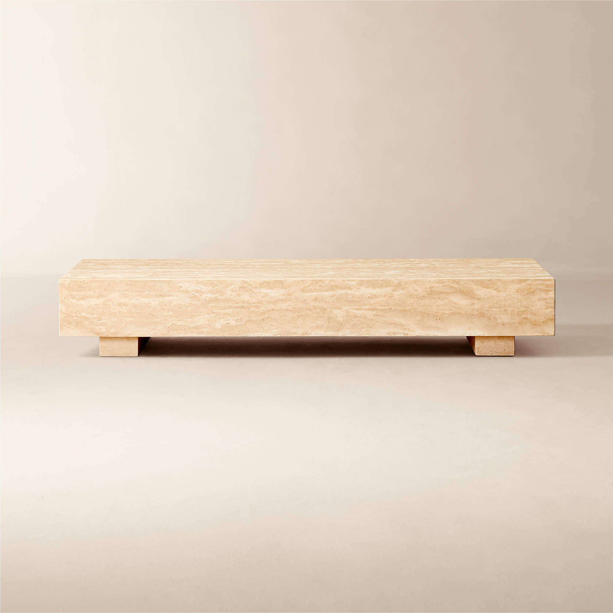 Enyo 76" Rectangular Travertine Coffee Table + Reviews | CB2 | CB2