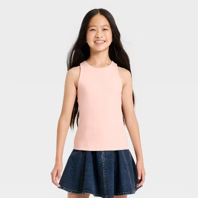 Girls' High Neck Super Soft Tank Top - art class™ Pink S | Target