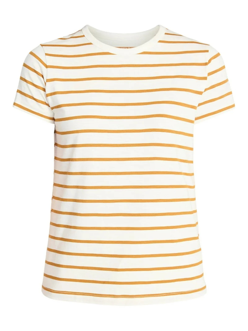 Time and Tru Women's Slub Crewneck Tee with Short Sleeves, Sizes XS-XXXL | Walmart (US)
