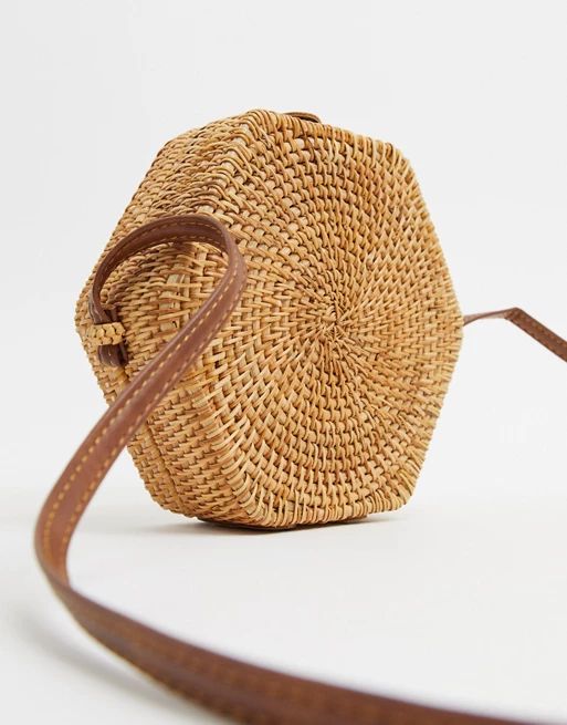 ASOS DESIGN hexagon straw cross body bag | ASOS (Global)