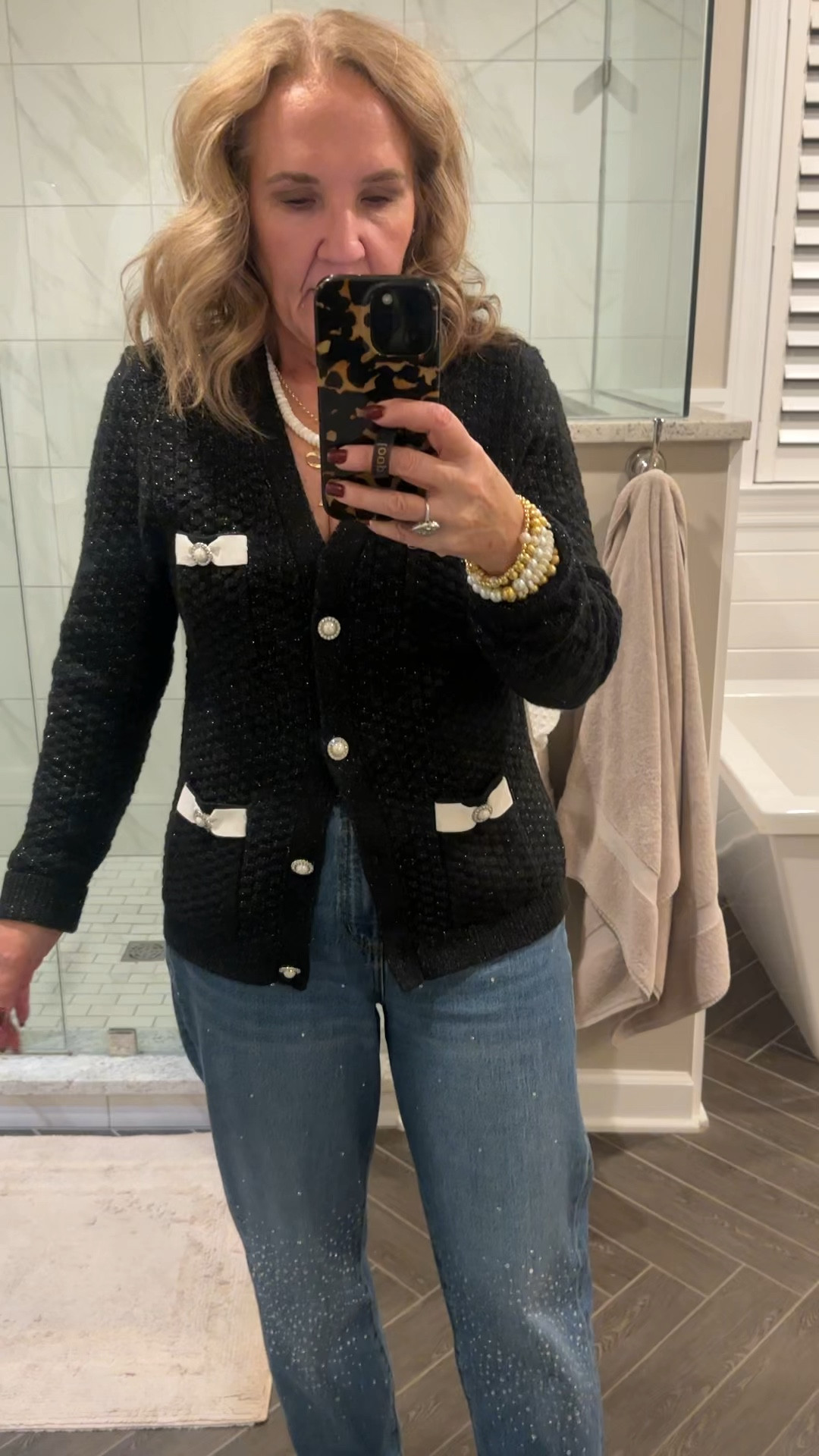 Bow Sweater size medium. Embellished jeans size 29 they are a relaxed fit. 

Boots size up a full size. Leather and waterproof 

Holiday casual outfit loft jeans loft outfit 

#LTKOver40 #LTKHoliday #LTKFindsUnder100