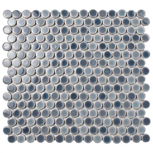 SomerTile FKOMPRJ2 Penny Porcelain Mosaic Floor and Wall Tile, 12" x 12.625", Stillwater | Amazon (US)