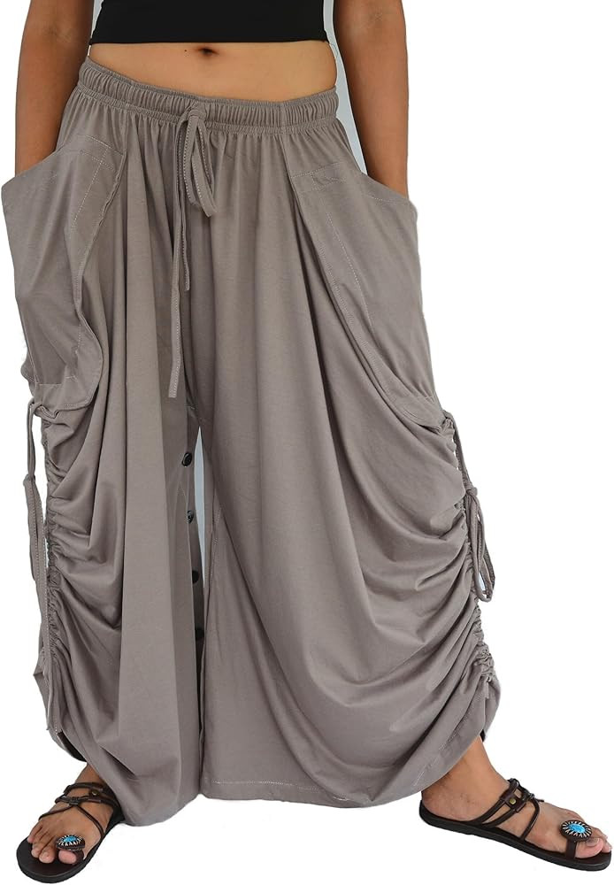 Sakoonee Women's Harem Pants Palazzo Dhoti Lounge Trousers, Convertible to a Skirt 2 Pockets Cott... | Amazon (US)