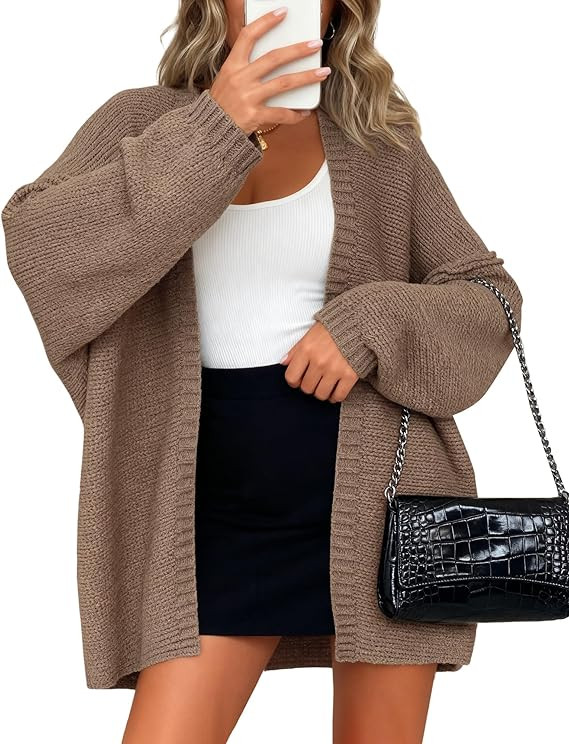 BTFBM Fall Cardigan Sweaters for Women Lightweight Casual Long Sleeve Ribbed Knit Sweater Solid O... | Amazon (US)