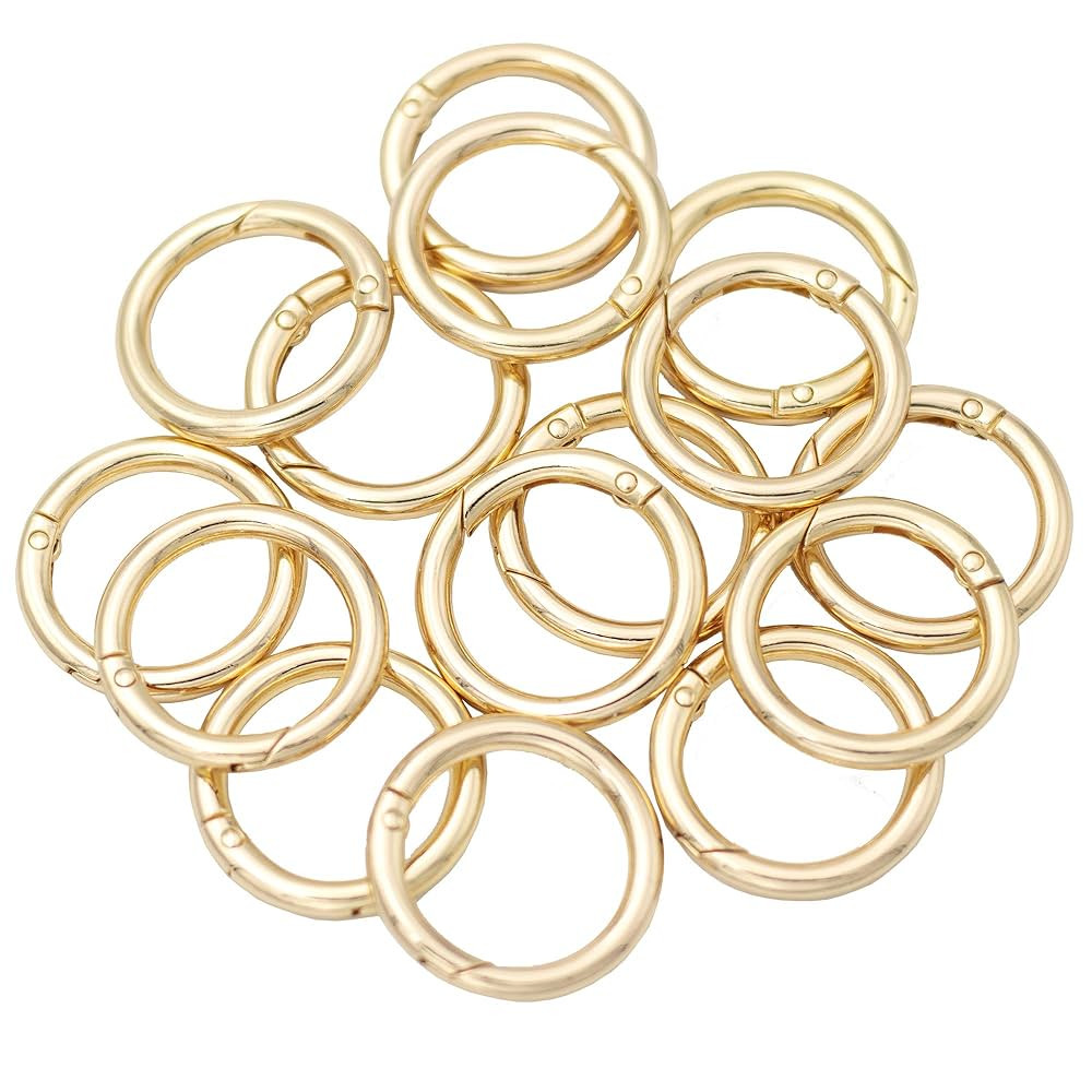 15pcs Trigger Spring O Rings Round Carabiner Clip Snap for Keyrings Buckle, Bags,Purses (Gold, 1 ... | Amazon (US)
