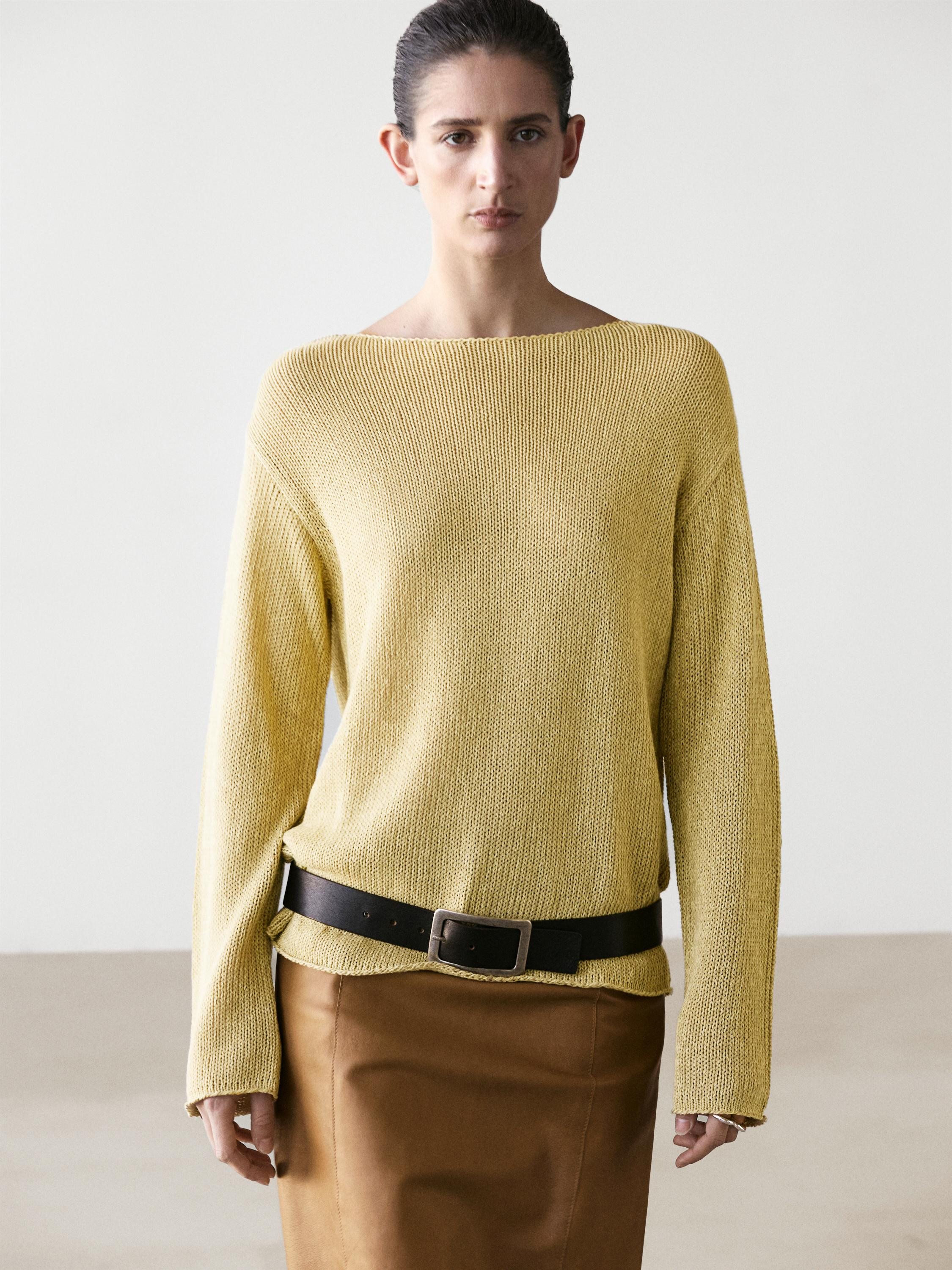 Cotton blend cutwork sweater | Massimo Dutti UK