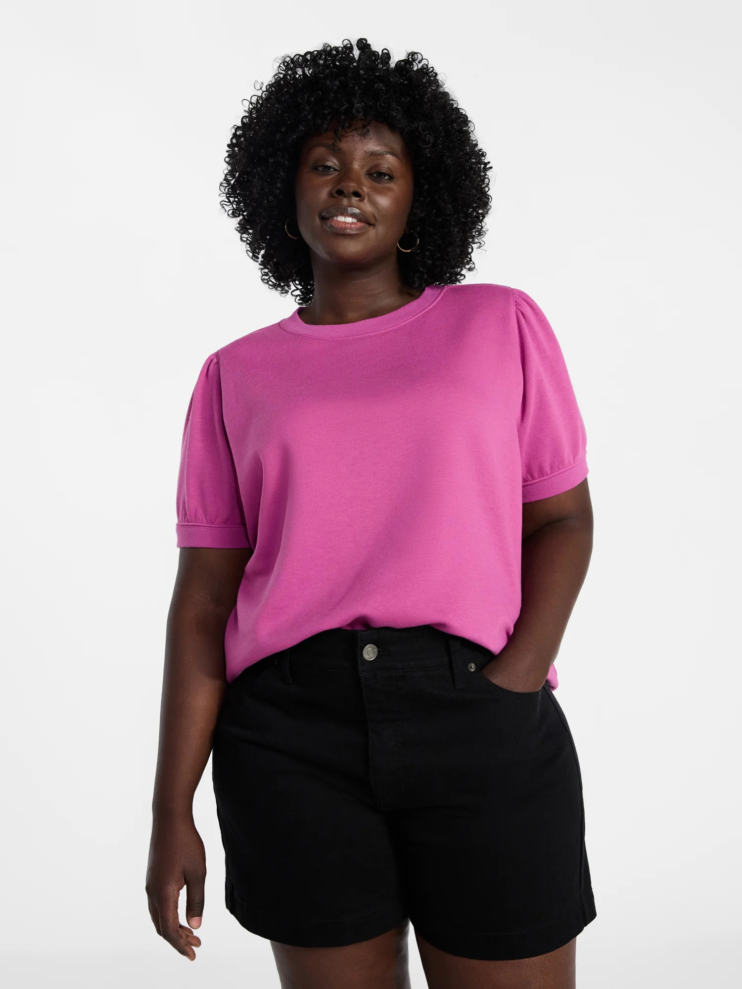 Terra & Sky Women's Plus Size Sweatshirt with Short Puff Sleeves, Size 0X-5X | Walmart (US)