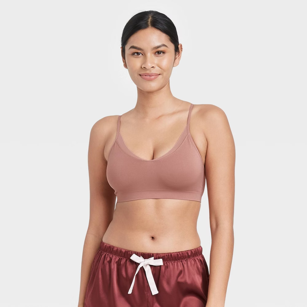 Women's Seamless and Mesh Bralette - Auden Mauve L, Pink | Target