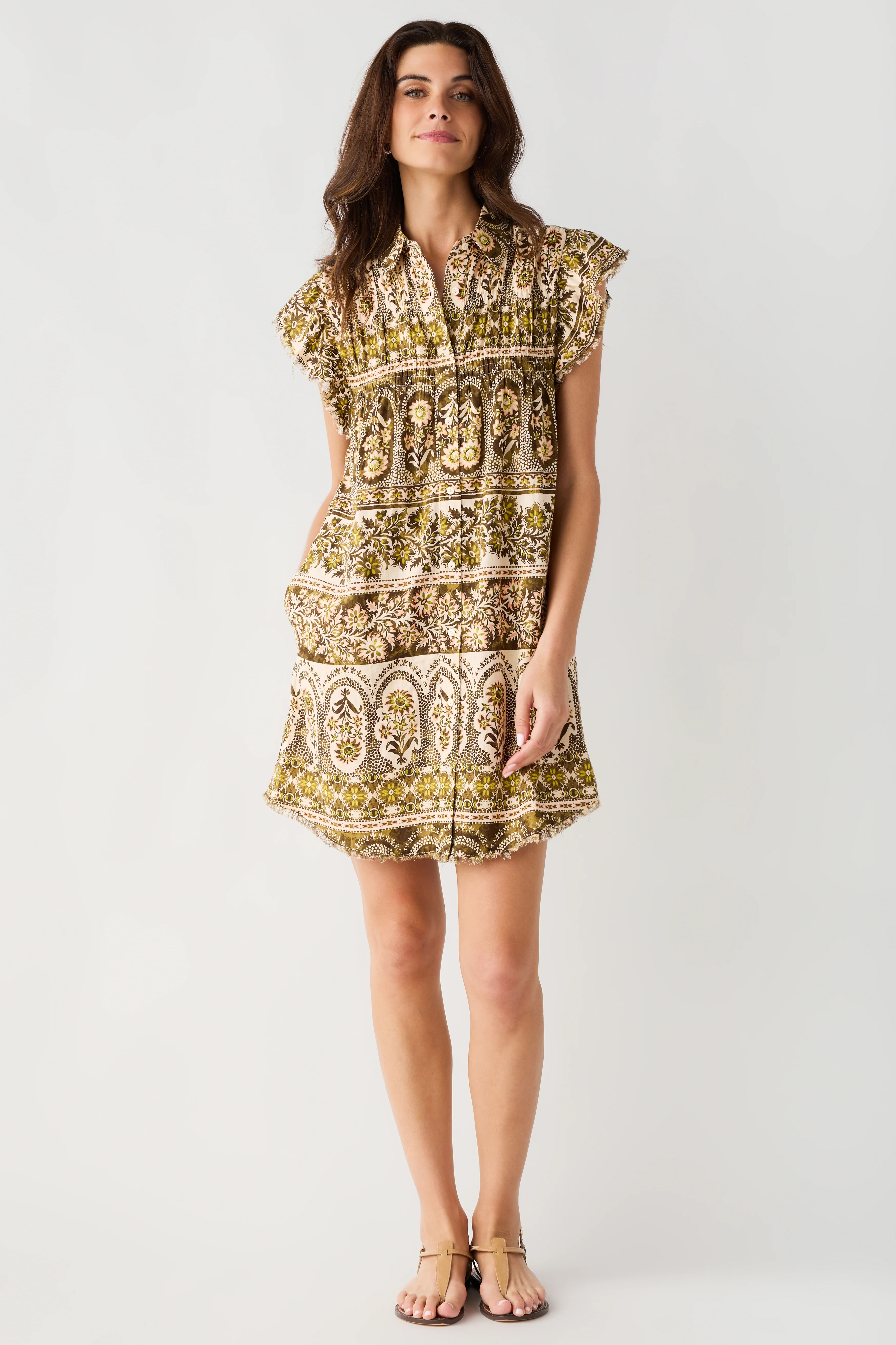 Olivaceous Printed Button Up Dress | Social Threads