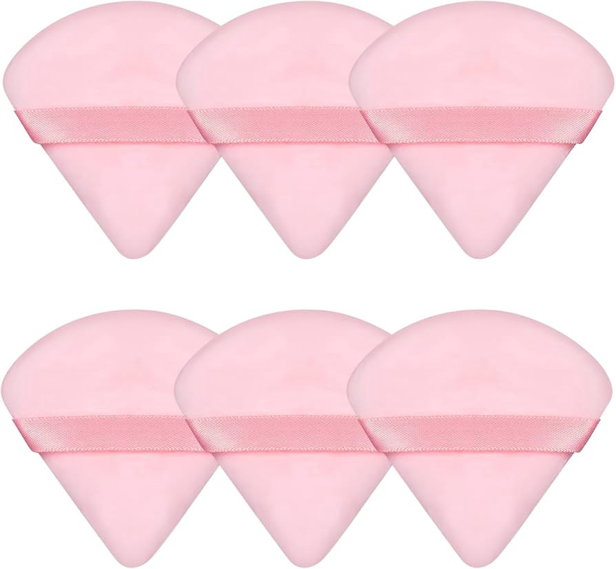 Amazon.com: Pimoys 6 Pieces Pink Powder Puff Face Soft Triangle for Loose Powder, Velour Makeup S... | Amazon (US)