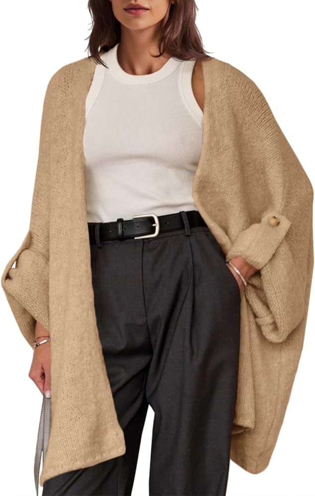 Saodimallsu Womens Oversized Long Cardigan Sweaters Casual Open Front Chunky Knit Slouchy Fall Tr... | Amazon (US)