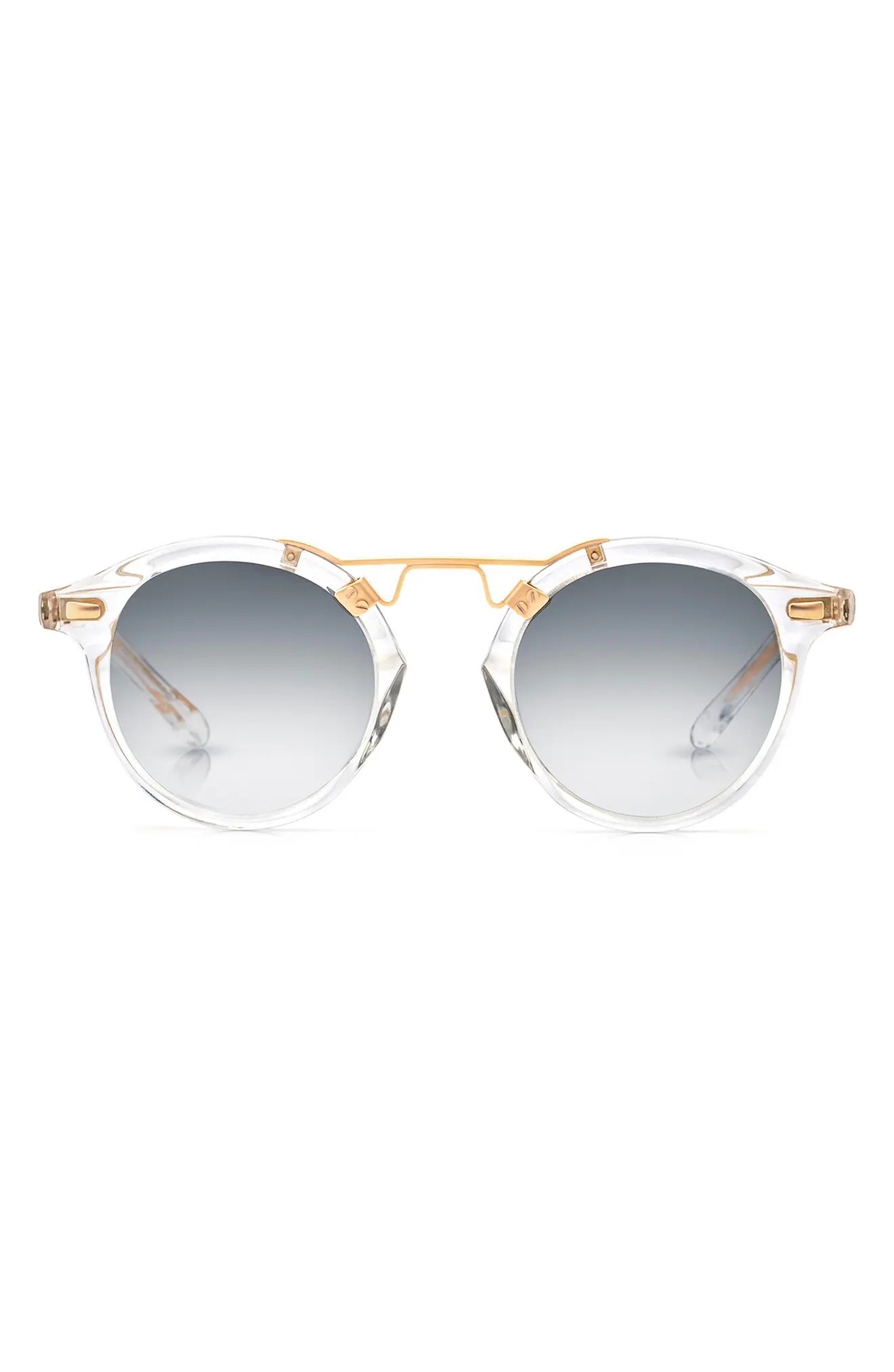 KREWE St. Louis 46mm Gradient Round Sunglasses in Crystal 24K/Silver at Nordstrom | Nordstrom