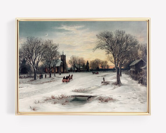 vintage christmas decorations | vintage printable wall art | vintage winter print | antique chris... | Etsy (US)