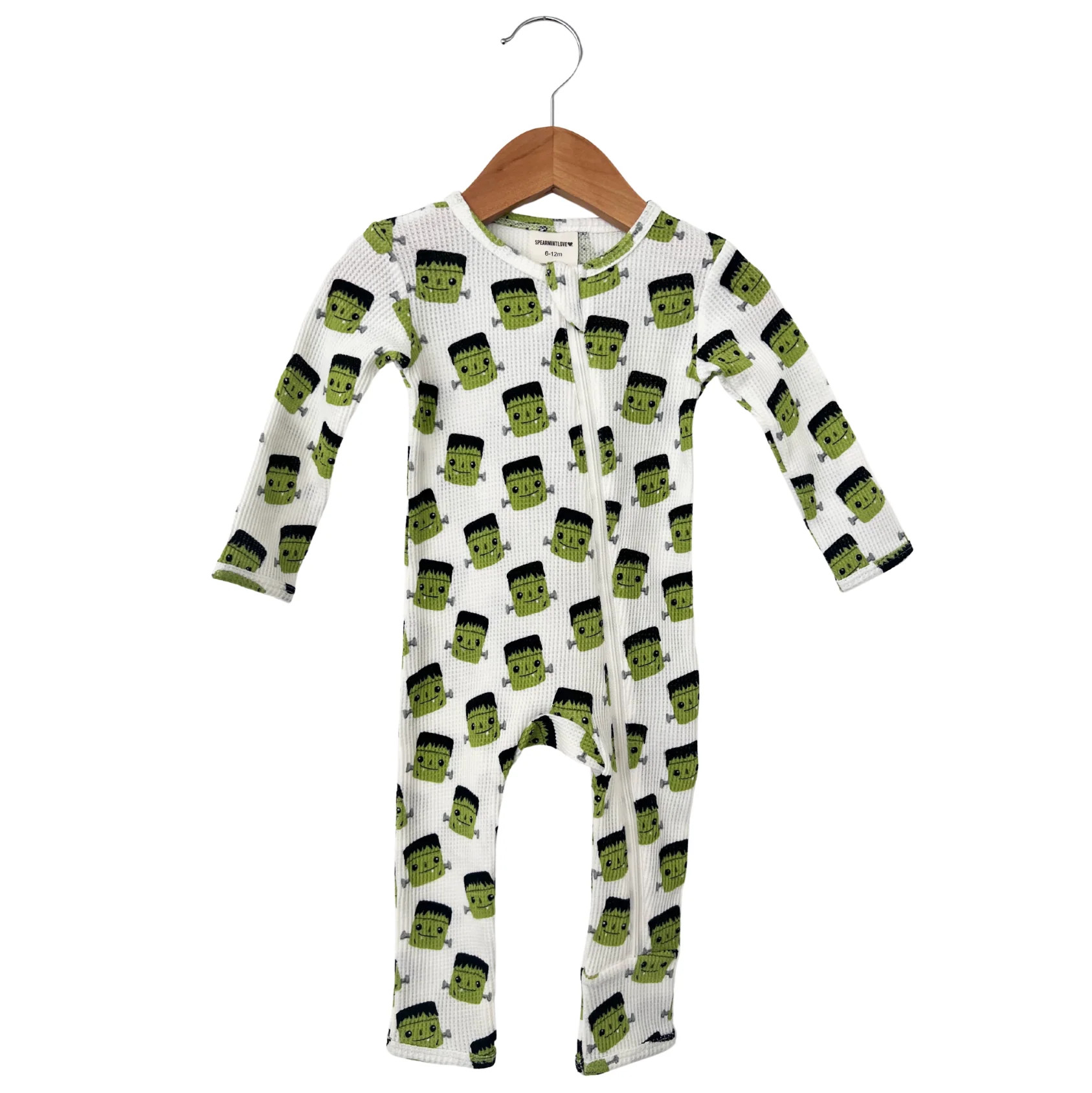 Organic Waffle Basic Zip Romper, Halloween Monster | SpearmintLOVE