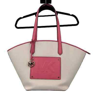 Michael Kors Cream White Pink Shoulder Kimber Large Cotton Canvas Tote Bag Purse  | eBay | eBay US