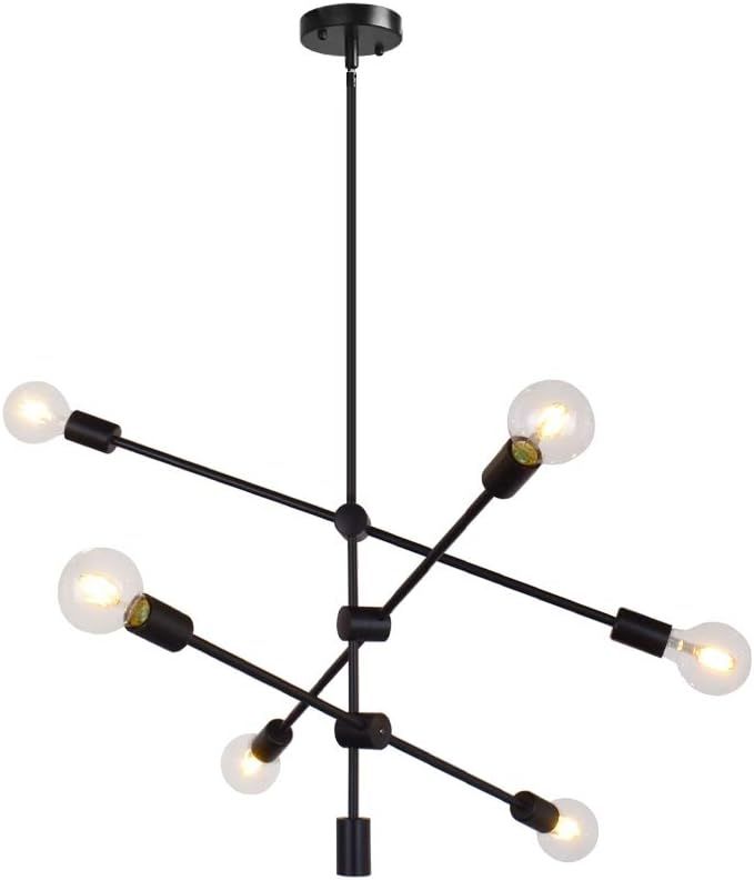 Sputnik Chandelier 6 Lights Modern Pendant Lighting Ceiling Light Fixture, Black | Amazon (US)