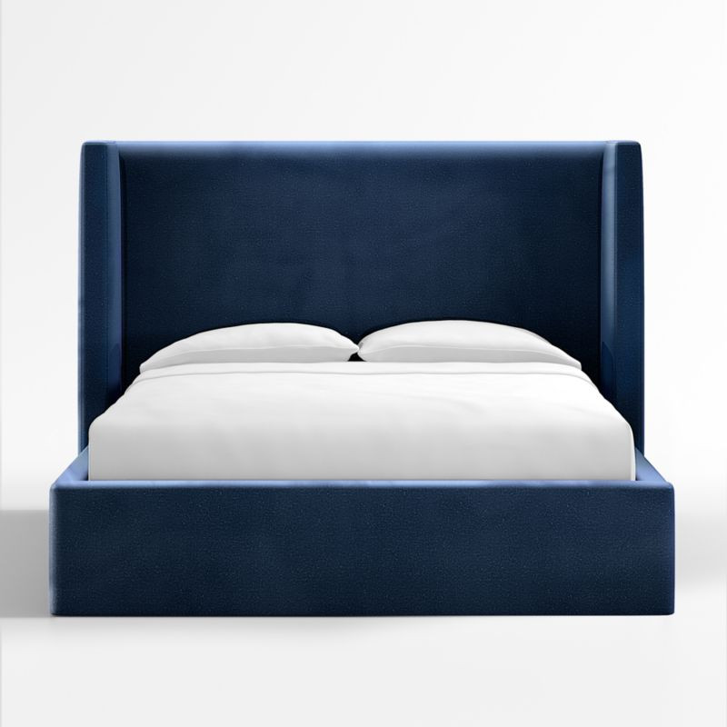 Arden Navy Upholstered Queen Bed with 52" Headboard | Crate & Barrel | Crate & Barrel