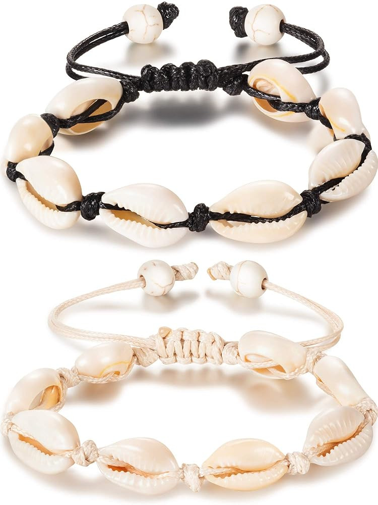 meekoo 2 Pieces Boho Natural Shell Anklet Bracelet Handmade Beach Foot Jewelry Adjustable Beaded ... | Amazon (US)