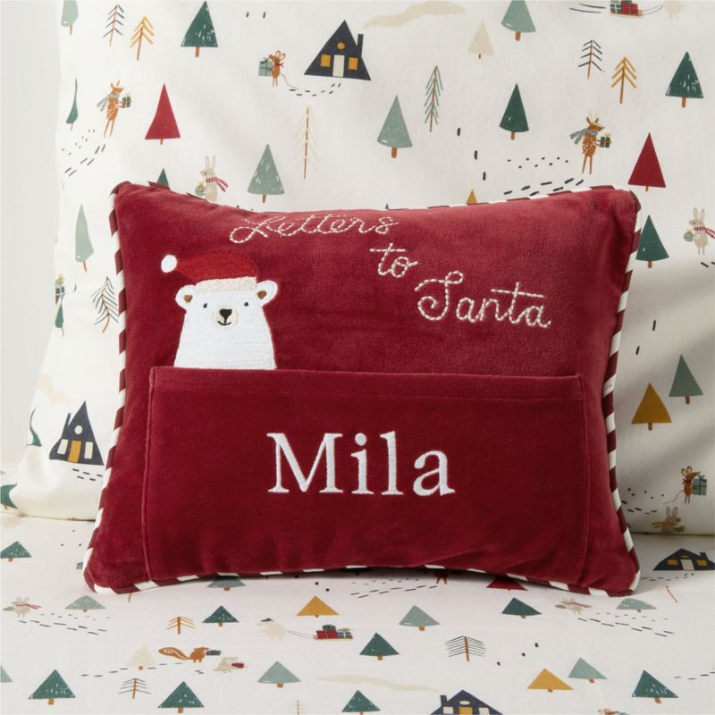 Letters to Santa with Envelope Velvet Kids Christmas Throw Pillow + Reviews | Crate & Kids | Crate & Barrel
