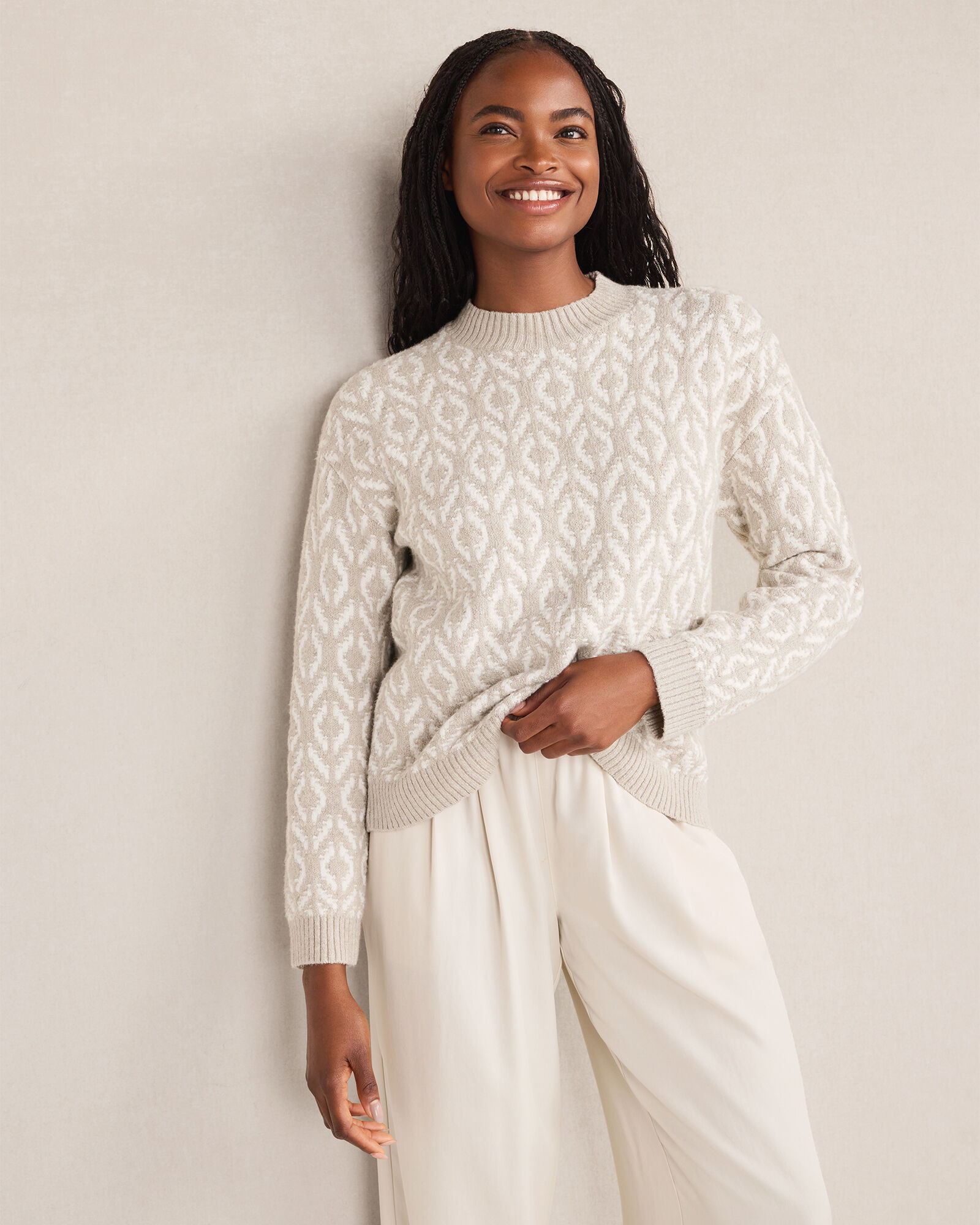 Organic Cotton Blend Diamond Stitch Sweater | Haven Well Within