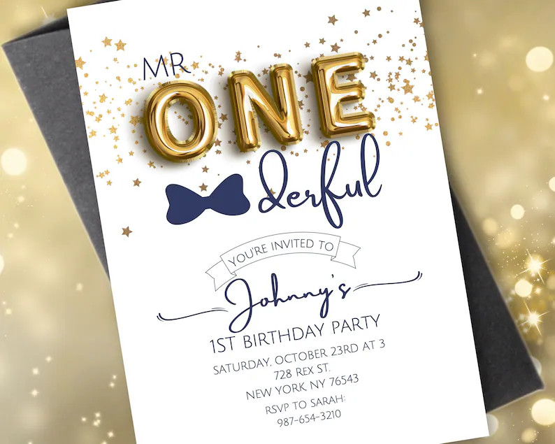Editable Mr Onederful Birthday Party Invitation 1st Birthday Invite mister Wonderful Bowtie Birth... | Etsy (US)