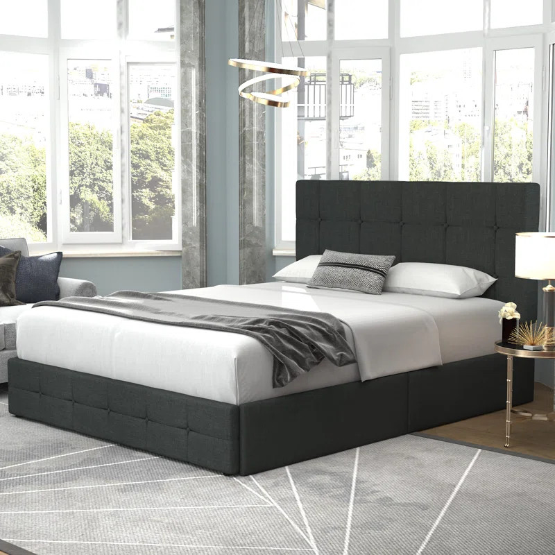 Pliner Queen Tufted Upholstered Storage Platform Bed | Wayfair North America
