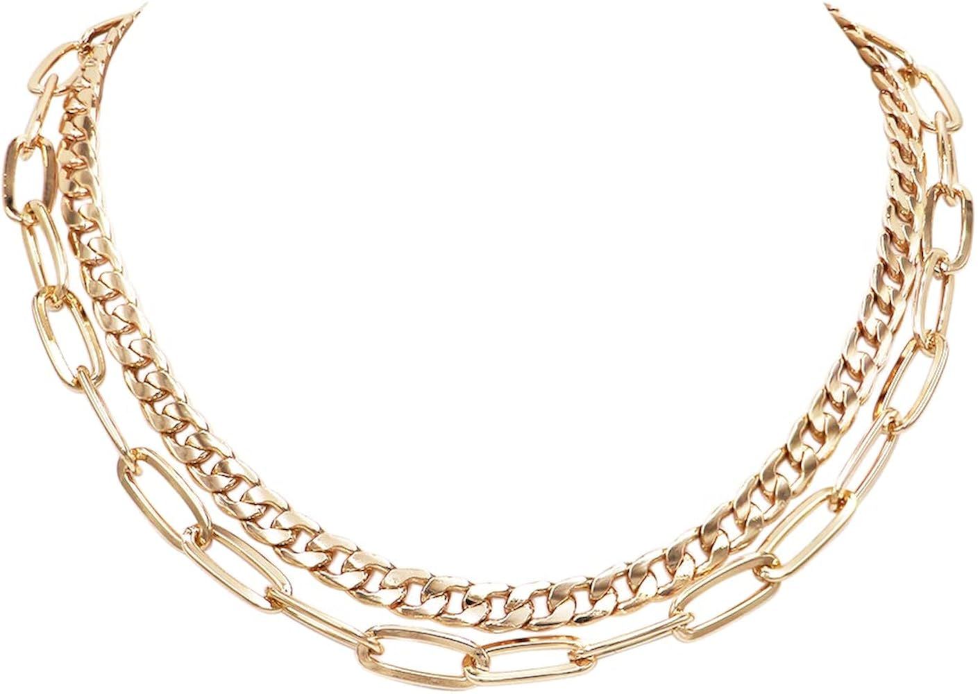 Rosemarie & Jubalee Polished Link Necklace for Women      
 Metal  

 no gemstones | Amazon (US)