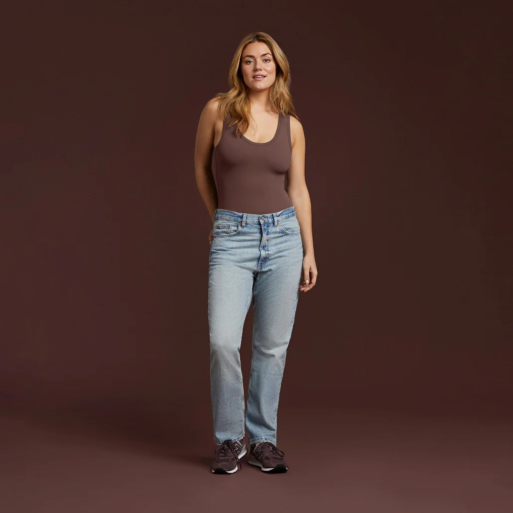 Women's Seamless Scoop Tank Bodysuit - Coffee - nuuds | nuuds