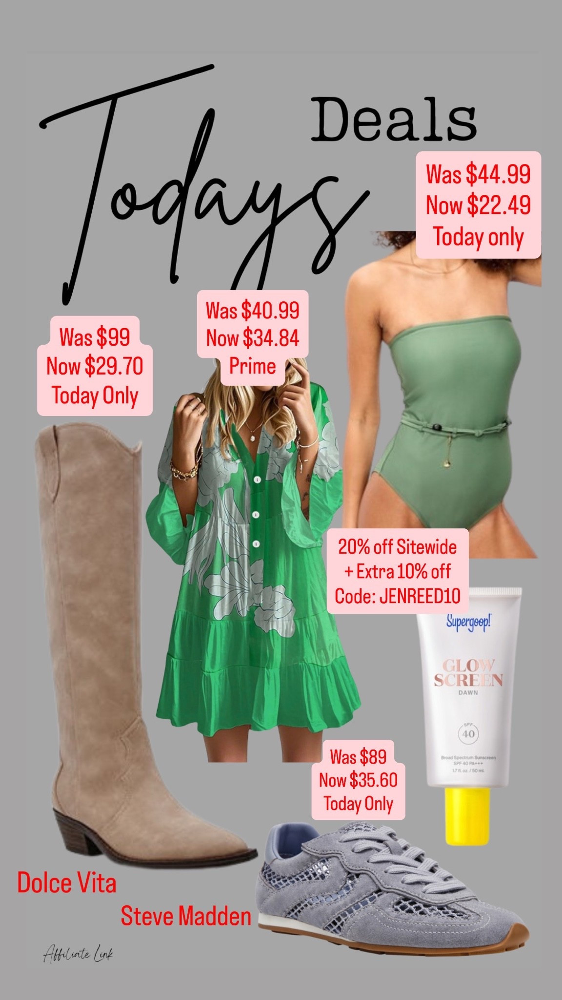 Todays deals!!!
One piece swim
Summer dress
Country concert outfit
Summer essentials
Sunscreen sale
Summer shoes

#LTKdayinmylife #LTKmomlife #LTKSaleAlert