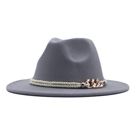 〖Yilirongyumm〗 Grey Baseball Caps For Women Hat Fedora Classic Wide Belt Floppy Wool Womens Hat Pana | Walmart (US)