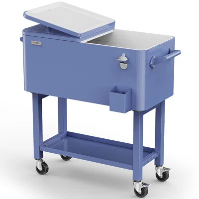 VINGLI 80 Quarts Wheeled Serving Station/Cart , Blue | Wayfair North America