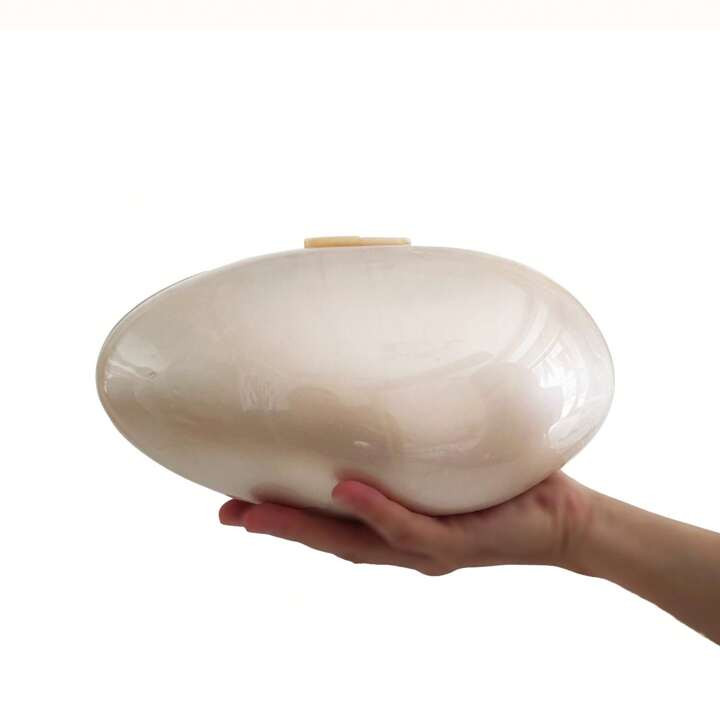 Pearl White Clamshell Shape Clutch Purse For Women, Quiet Luxury Acrylic Evening Bags With Detach... | SHEIN