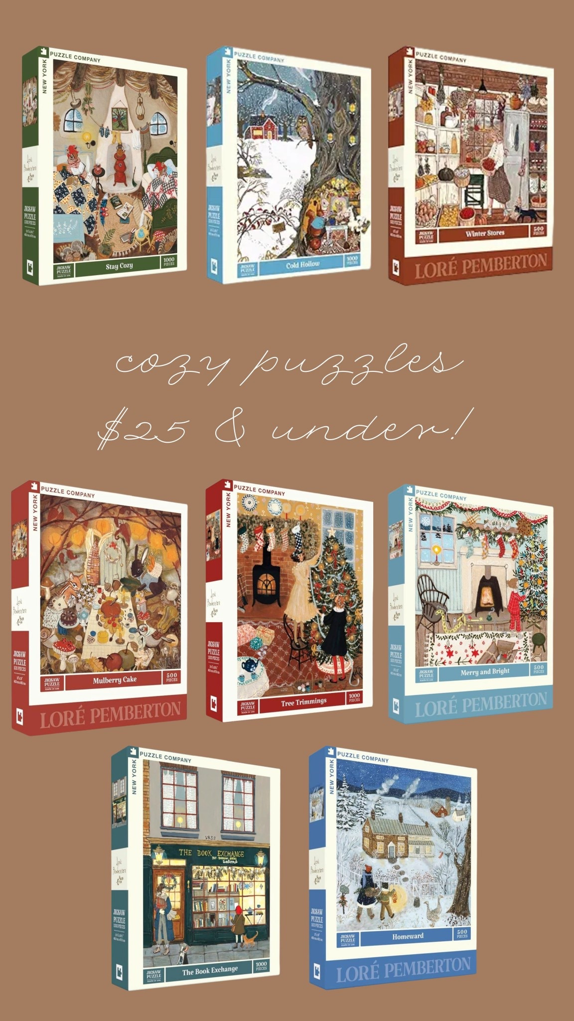 Looking for something to get you off your phone & from mindlessly scrolling? Here’s the coziest winter hobby! These puzzles are some of the cutest ones I have ever seen.


#LTKHoliday #LTKSeasonal #LTKGiftGuide