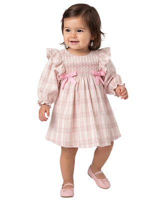 Baby Girls' Pinafore Plaid Smocking Dress and Bloomers | Macy's