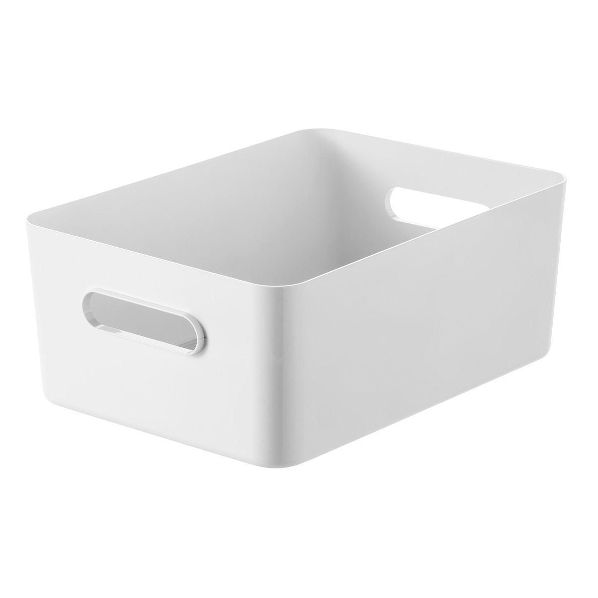 SmartStore Large Compact Plastic Bin w/ Handles White | The Container Store