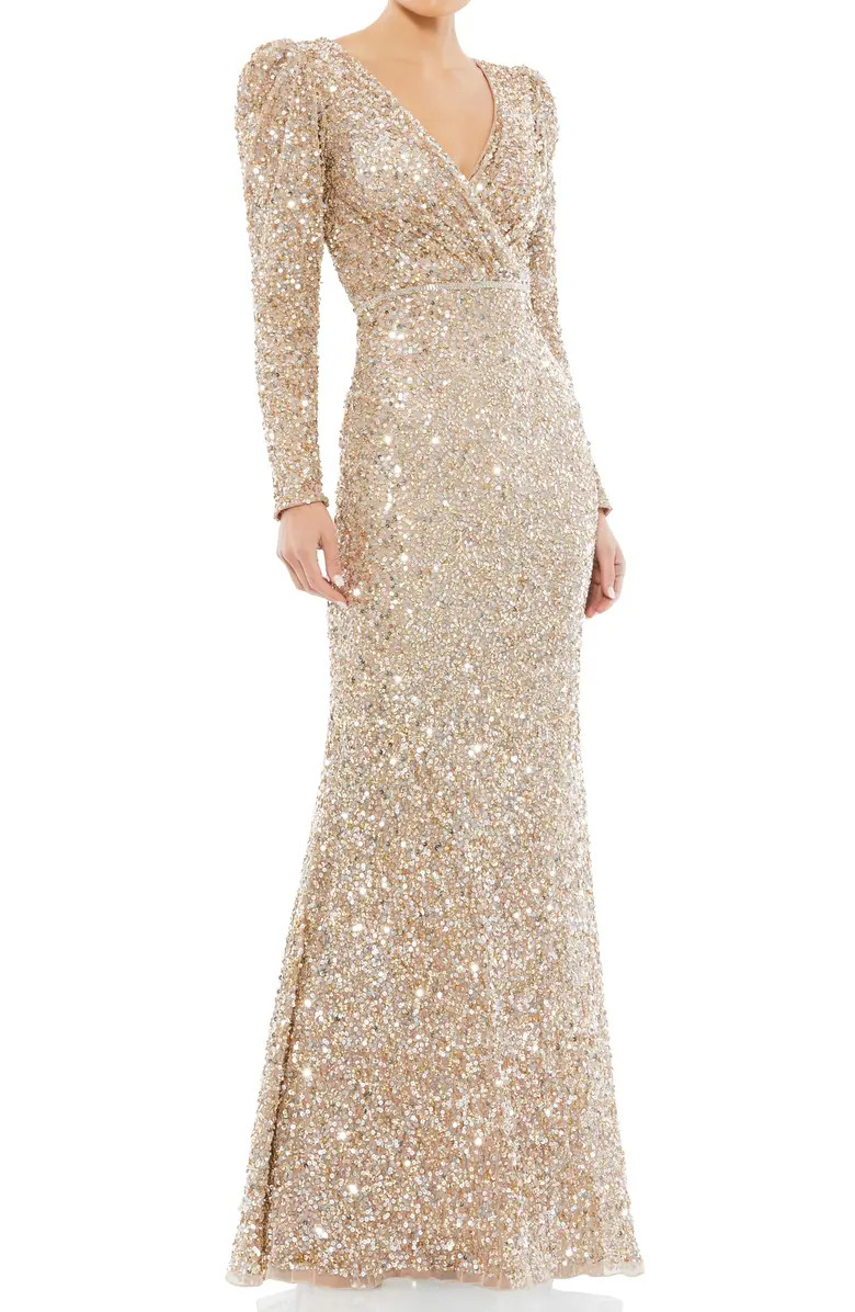 Mac Duggal Long Sleeve Sequin Trumpet Gown | Nordstrom | Nordstrom
