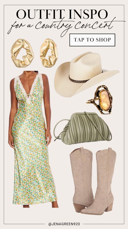 Country Concert Outfit Inspo | Floral Summer Dress | Western Hat | Nashville Outfit 

#LTKFindsUnder100 #LTKShoeCrush #LTKStyleTip